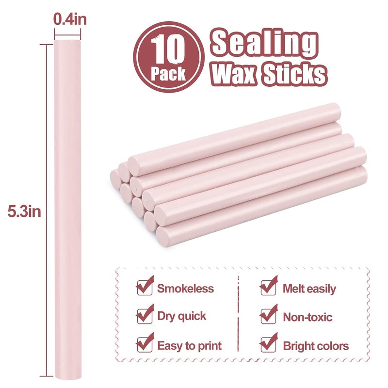 SHOWIN Glue Gun Sealing Wax Sticks for Wax Seal Stamp -Light Pink, Great for Wedding Invitations, Cards Envelopes, Snail Mails, Wine Packages, Christmas Gift Ideas, Pack of 10 - Image 2